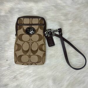 Vintage Coach Brown Wristlet Pouch